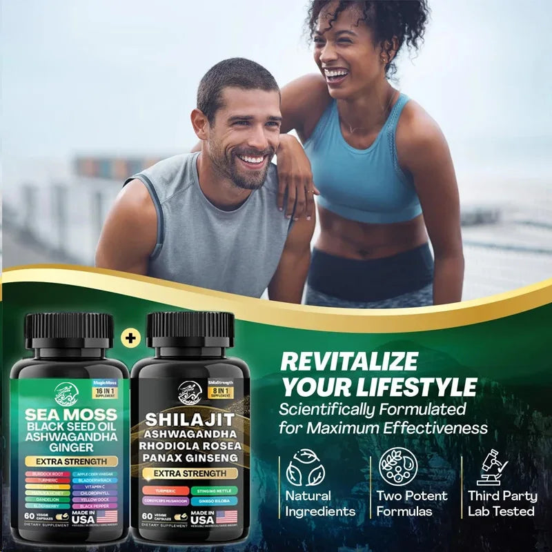 The seaweed+Shilajit two-piece set includes 180 capsules 20 in 1