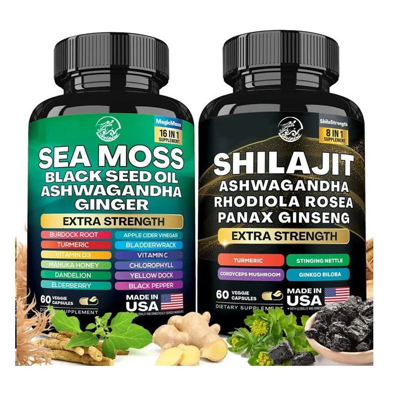 The seaweed+Shilajit two-piece set includes 180 capsules 20 in 1