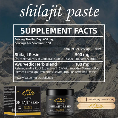 Pure Himalayan Shilajit Resin 30g - Gold Grade Natural Shilajit With Fulvic Acid 85+ Trace Minerals For For Men & Women