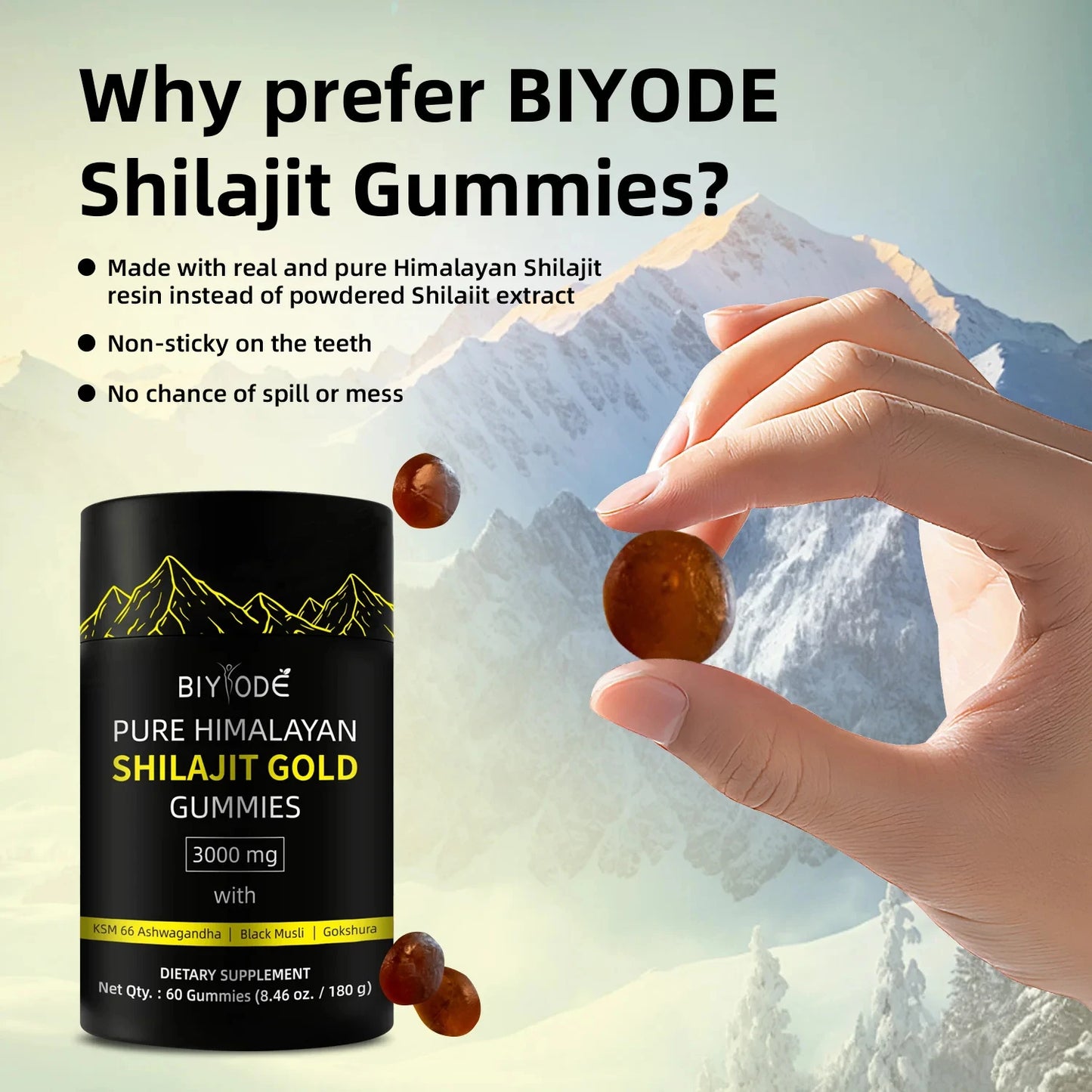 Pure Shilajit Gummies Gold for Men & Women 3000mg Himalayan
