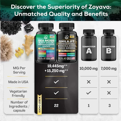 The seaweed+Shilajit two-piece set includes 180 capsules 20 in 1