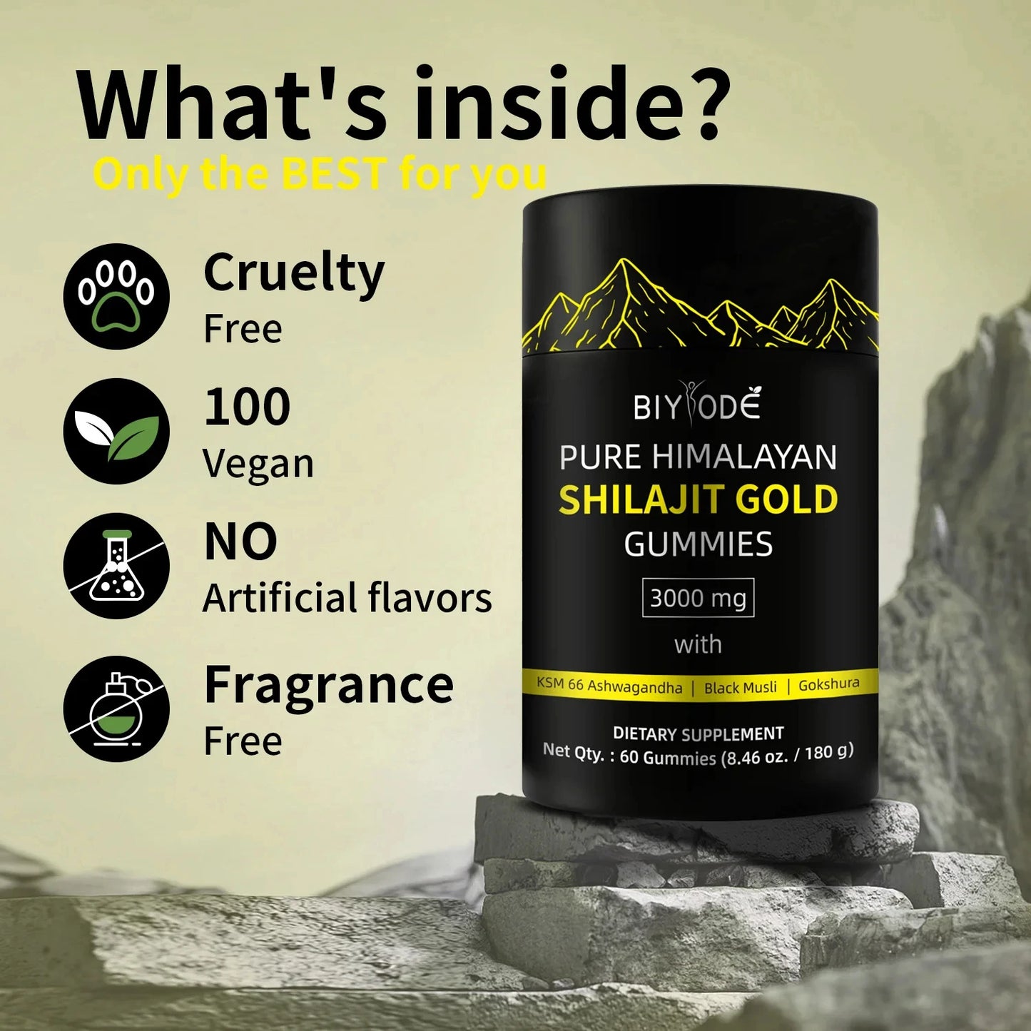 Pure Shilajit Gummies Gold for Men & Women 3000mg Himalayan