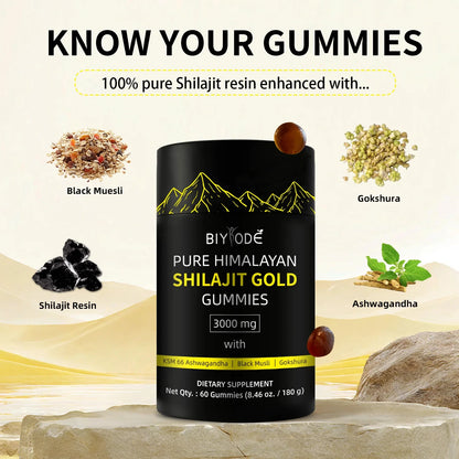 Pure Shilajit Gummies Gold for Men & Women 3000mg Himalayan
